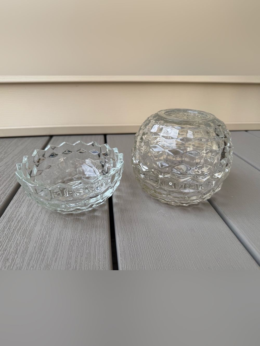 Set of 3 Vintage Clear Glass Fairy Lamp Bases Candle Holders